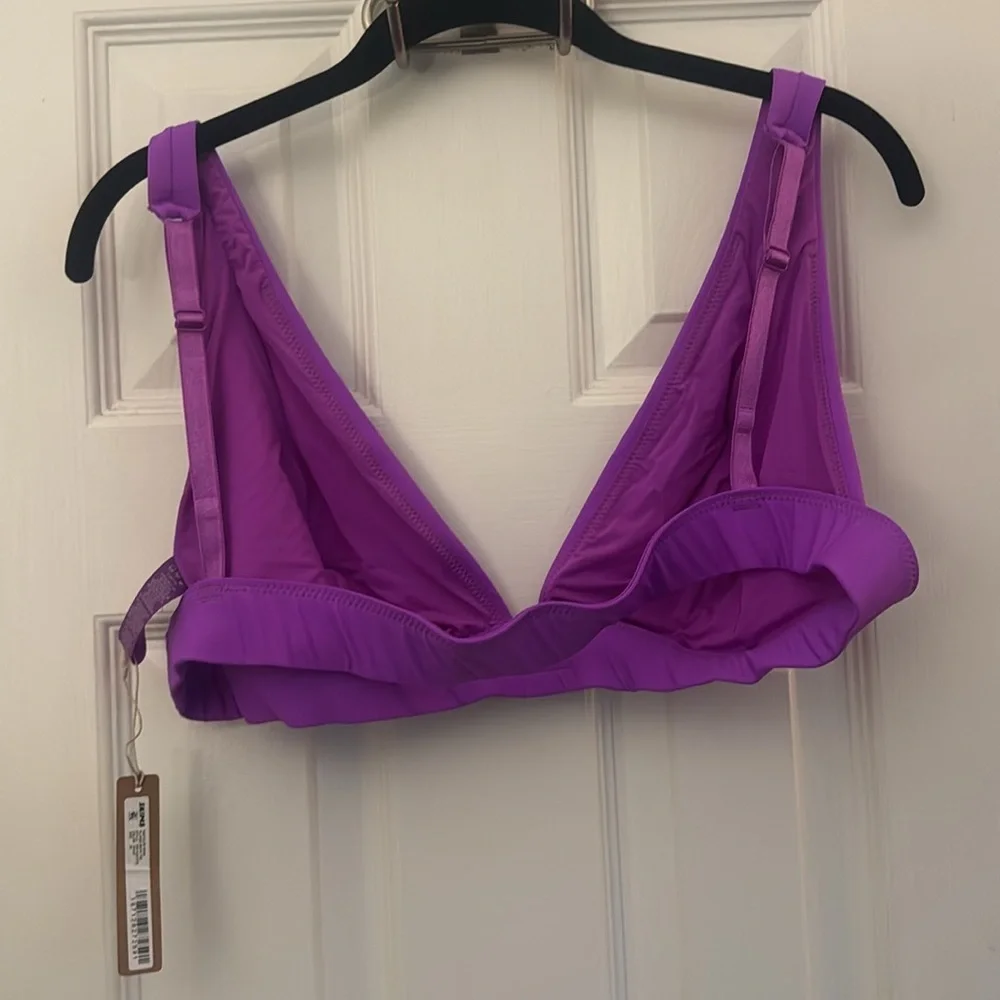NWT Women's Violet Plunge Bikini Top with Mid Coverage bottoms both 2X